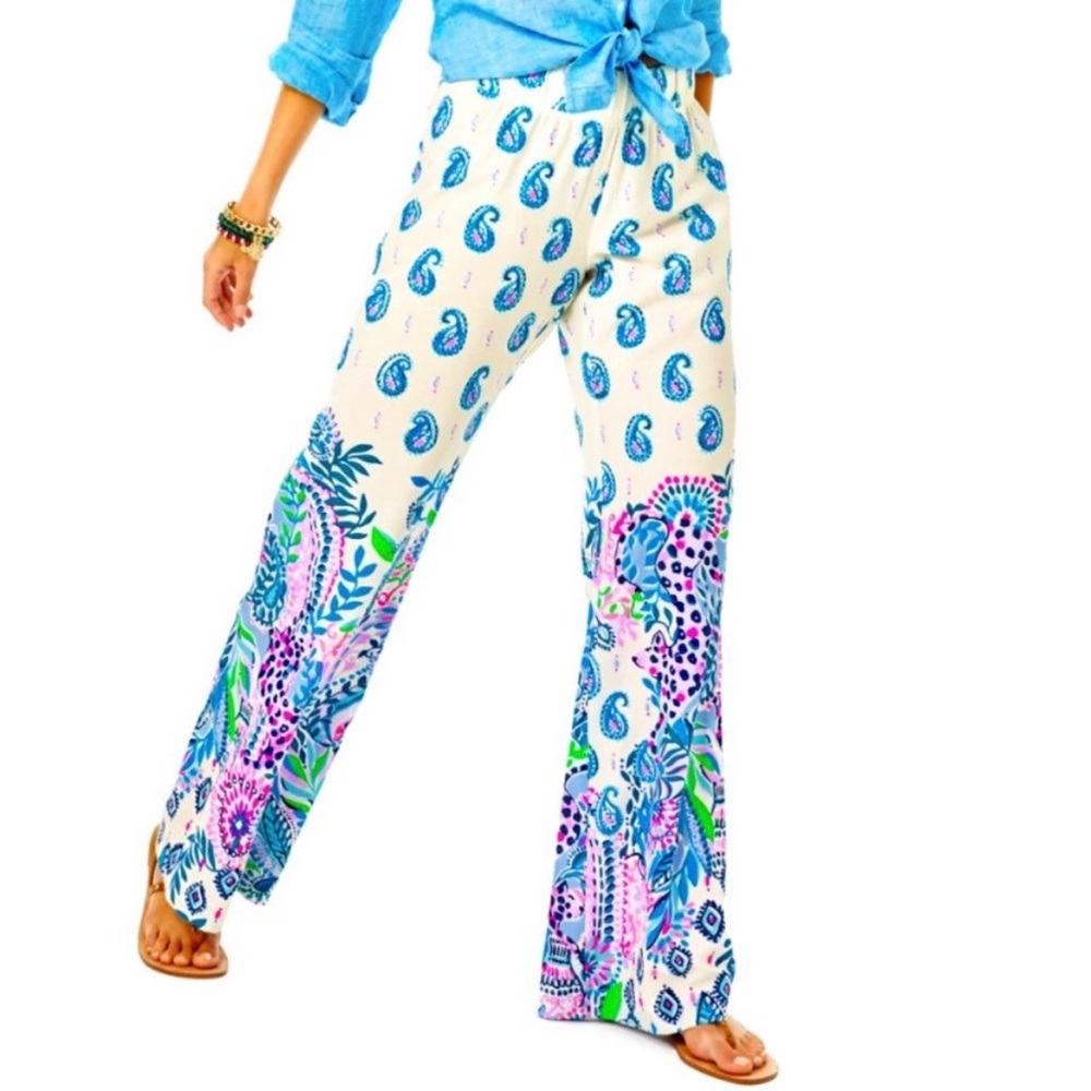 NWT Lilly Pulitzer Bal Harbour Palazzo Pants Macadamia Haute Cature XL